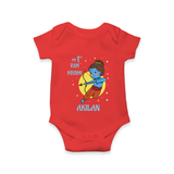 My 1st Ram Navami – Personalized Baby Romper - RED - New Born (Chest 14")