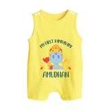 First Ram Navami Celebration Baby Romper suit - PASTEL YELLOW - 0 - 5 Months Old (Chest 18")