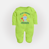 First Ram Navami Celebration Baby Fullbody suit - LIME GREEN - New Born (Chest 7.5")
