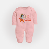 Ram Navami First Festival Baby Fullbody suit - BABY PINK - New Born (Chest 7.5")
