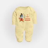 Ram Navami First Festival Baby Fullbody suit - PASTEL YELLOW - New Born (Chest 7.5")