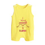 Hindi Ram Navami First Festival Baby Romper suit - PASTEL YELLOW - 0 - 5 Months Old (Chest 18")