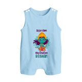 Little Ram Big Devotion Romper Suit | Personalized Romper Suit for Ram Bhakt - BABY BLUE - 0 - 5 Months Old (Chest 18")