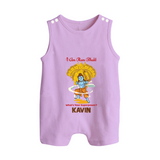 I Am Ram Bhakt, What's Your Super Power Romper Suit | Custom Romper Suit for Ram Bhakt - LILAC - 0 - 5 Months Old (Chest 18")