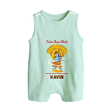 I Am Ram Bhakt, What's Your Super Power Romper Suit | Custom Romper Suit for Ram Bhakt - MINT GREEN - 0 - 5 Months Old (Chest 18")