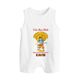 I Am Ram Bhakt, What's Your Super Power Romper Suit | Custom Romper Suit for Ram Bhakt - WHITE - 0 - 5 Months Old (Chest 18")