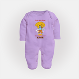 I Am Ram Bhakt, What's Your Super Power Sleep Suit | Custom Sleep Suit for Ram Bhakt - LILAC - New Born (Chest 7.5")