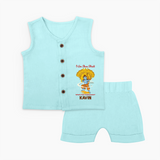 I Am Ram Bhakt, What's Your Super Power Jabla Set | Custom Jabla Set for Ram Bhakt - BABY BLUE - 0 - 3 Months Old (Chest 9.8")