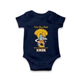 I Am Ram Bhakt, What's Your Super Power Romper | Custom Romper for Ram Bhakt - NAVY BLUE - New Born (Chest 14")