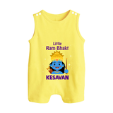 Little Ram Bhakt Personalized Kids Romper suit - PASTEL YELLOW - 0 - 5 Months Old (Chest 18")
