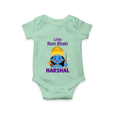 Little Ram Bhakt Personalized Kids Romper - MINT GREEN - New Born (Chest 14")