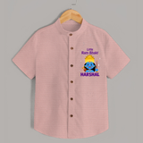Little Ram Bhakt Personalized Kids Shirt - PEACH - 0 - 6 Months Old (Chest 23")