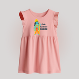Cute Ram Bhakt Personalized Kids Baby Frock - BABY PINK - 0 - 3 Months Old (Chest 17")