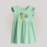 Cute Ram Bhakt Personalized Kids Baby Frock - MINT GREEN - 0 - 3 Months Old (Chest 17")