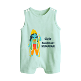 Cute Ram Bhakt Personalized Kids Romper suit - MINT GREEN - 0 - 5 Months Old (Chest 18")