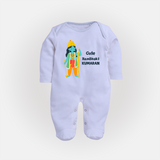 Cute Ram Bhakt Personalized Kids Fullbody suit - BABY BLUE - New Born (Chest 7.5")