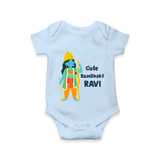 Cute Ram Bhakt Personalized Kids Romper - BABY BLUE - New Born (Chest 14")