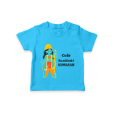 Cute Ram Bhakt Personalized Kids T-Shirt - SKY BLUE - 0-5 Months Old (Chest 17")