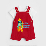 Cute Ram Bhakt Personalized Kids Dungaree - RED - 0 - 5 Months Old (Chest 18")