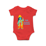 Cute Ram Bhakt Personalized Kids Romper - RED - New Born (Chest 14")