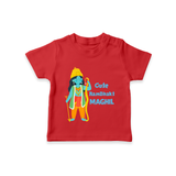 Cute Ram Bhakt Personalized Kids T-Shirt - RED - 0-5 Months Old (Chest 17")