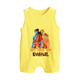 Jai Siya Ram Personalized Kids Romper suit - PASTEL YELLOW - 0 - 5 Months Old (Chest 18")