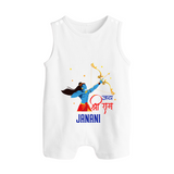 Victory to Lord Ram Romper Suit | Custom Romper Suit for Ram Bhakt - WHITE - 0 - 5 Months Old (Chest 18")
