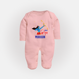 Jai Shri Ram Devotional Kids Fullbody suit - BABY PINK - New Born (Chest 7.5")