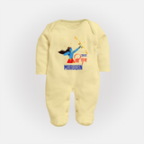 Jai Shri Ram Devotional Kids Fullbody suit - PASTEL YELLOW - New Born (Chest 7.5")