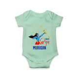 Jai Shri Ram Devotional Kids Romper - MINT GREEN - New Born (Chest 14")