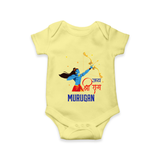 Jai Shri Ram Devotional Kids Romper - PASTEL YELLOW - New Born (Chest 14")