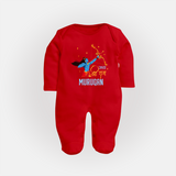 Jai Shri Ram Devotional Kids Fullbody suit - RED - New Born (Chest 7.5")