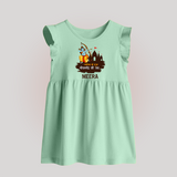 Victory to King Shri Ramachandra of Ayodhya Baby Frock | Personalized Baby Frock for Ram Bhakt - MINT GREEN - 0 - 3 Months Old (Chest 17")