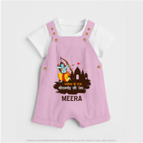 Victory to King Shri Ramachandra of Ayodhya Dungaree set | Personalized Dungaree set for Ram Bhakt - BABY PINK - 0 - 5 Months Old (Chest 18")