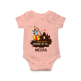 Victory to King Shri Ramachandra of Ayodhya Romper | Personalized Romper for Ram Bhakt - PEACH - New Born (Chest 14")