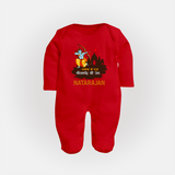 Ayodhya Ke Raja Shri Ramchandra Ki Jai Kids Fullbody suit - RED - New Born (Chest 7.5")