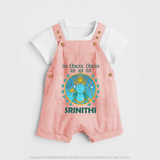 Ram Siyaram, Siyaram Victory Victory Ram Dungaree set | Personalized Dungaree set for Ram Bhakt - PEACH - 0 - 5 Months Old (Chest 18")