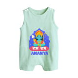 Ram Ram Romper Suit | Custom Romper Suit for Shri Ram Celebrations - MINT GREEN - 0 - 5 Months Old (Chest 18")