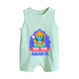 Ram Ram Personalized Kids Romper suit - MINT GREEN - 0 - 5 Months Old (Chest 18")