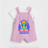 Ram Ram Dungaree set | Custom Dungaree set for Shri Ram Celebrations - BABY PINK - 0 - 5 Months Old (Chest 18")