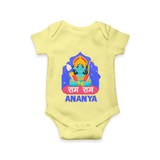 Ram Ram Romper | Custom Romper for Shri Ram Celebrations - PASTEL YELLOW - New Born (Chest 14")