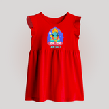 Ram Ram Personalized Kids Baby Frock - RED - 0 - 3 Months Old (Chest 17")