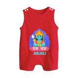 Ram Ram Romper Suit | Custom Romper Suit for Shri Ram Celebrations - RED - 0 - 5 Months Old (Chest 18")