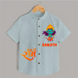 Jai Shree Ram Bow & Arrow Shirt | Custom Baby Shirt with Ram's Symbol of Strength - ARCTIC BLUE - 0 - 6 Months Old (Chest 23")