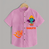 Jai Shree Ram Bow & Arrow Shirt | Custom Baby Shirt with Ram's Symbol of Strength - BABY PINK - 0 - 6 Months Old (Chest 23")