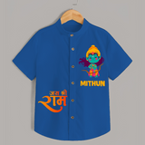 Jai Shree Ram Bow & Arrow Shirt | Custom Baby Shirt with Ram's Symbol of Strength - COBALT BLUE - 0 - 6 Months Old (Chest 23")