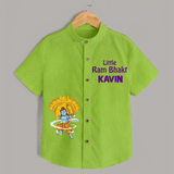 Little Ram Bhakt Shirt | Personalized Baby Shirt for Ram Bhakt - LIME GREEN - 0 - 6 Months Old (Chest 23")