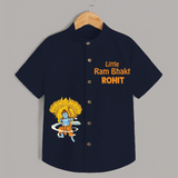 Little Ram Bhakt Shirt | Personalized Baby Shirt for Ram Bhakt - NAVY BLUE - 0 - 6 Months Old (Chest 23")
