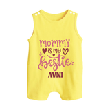 Mommy Is My Bestie Romper Suit / Sleeveless Romper | Personalized Baby Outfit for Mommy's Bestie - PASTEL YELLOW - 0 - 5 Months Old (Chest 18")