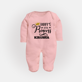 Daddy's Little Princess Sleep Suit / Full Sleeve Body Suit | Personalized Baby Sleep Suit / Full Sleeve Body Suit for Daddy's Princess - BABY PINK - New Born (Chest 7.5")